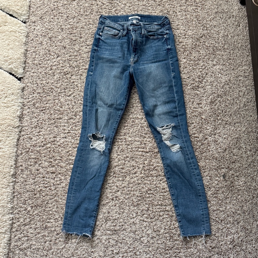 Good American Blue Distressed Skinny Jeans